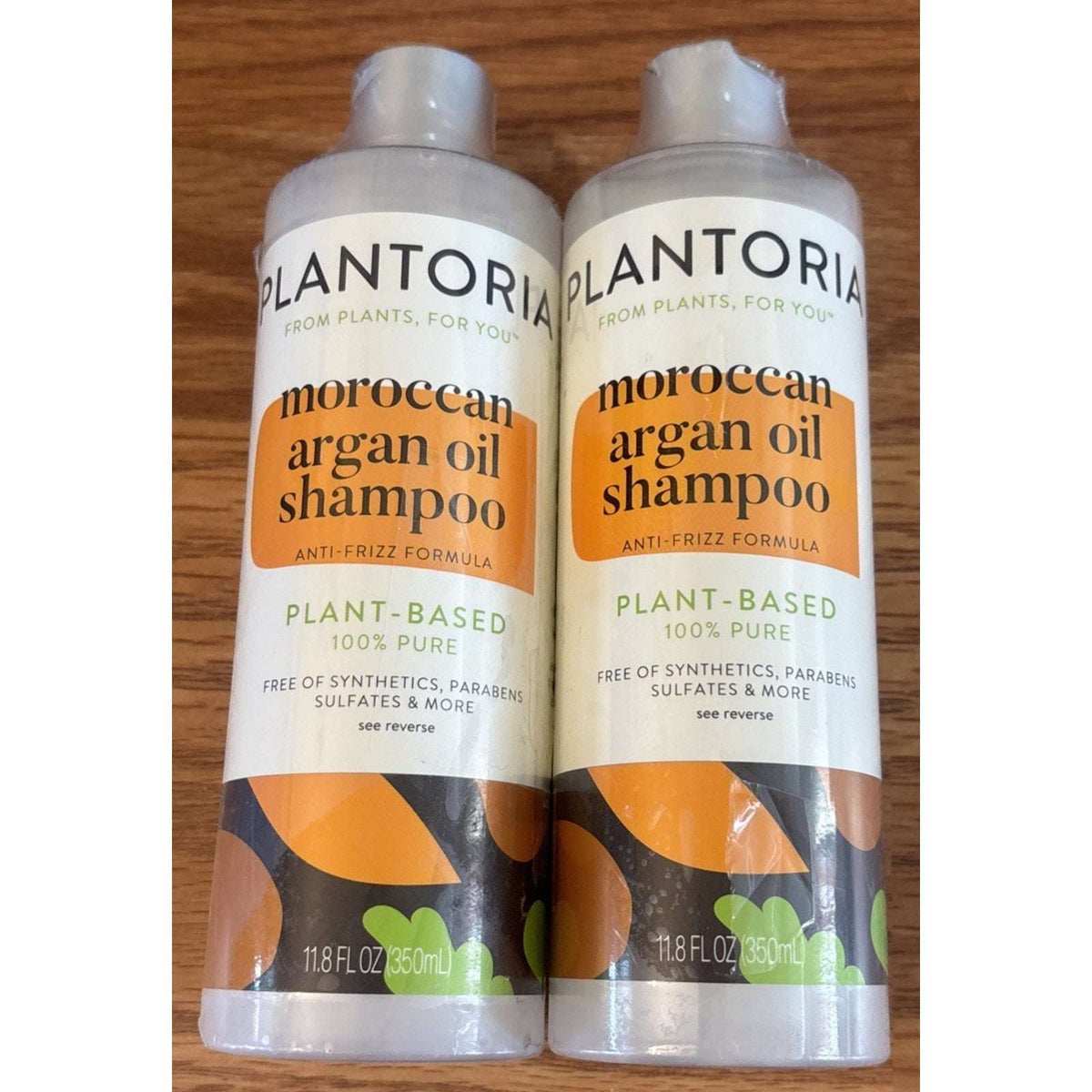 2 x Plantoria Moroccan Argan Oil Shampoo w/ Coconut & Jojoba Dandruff Anti-Frizz