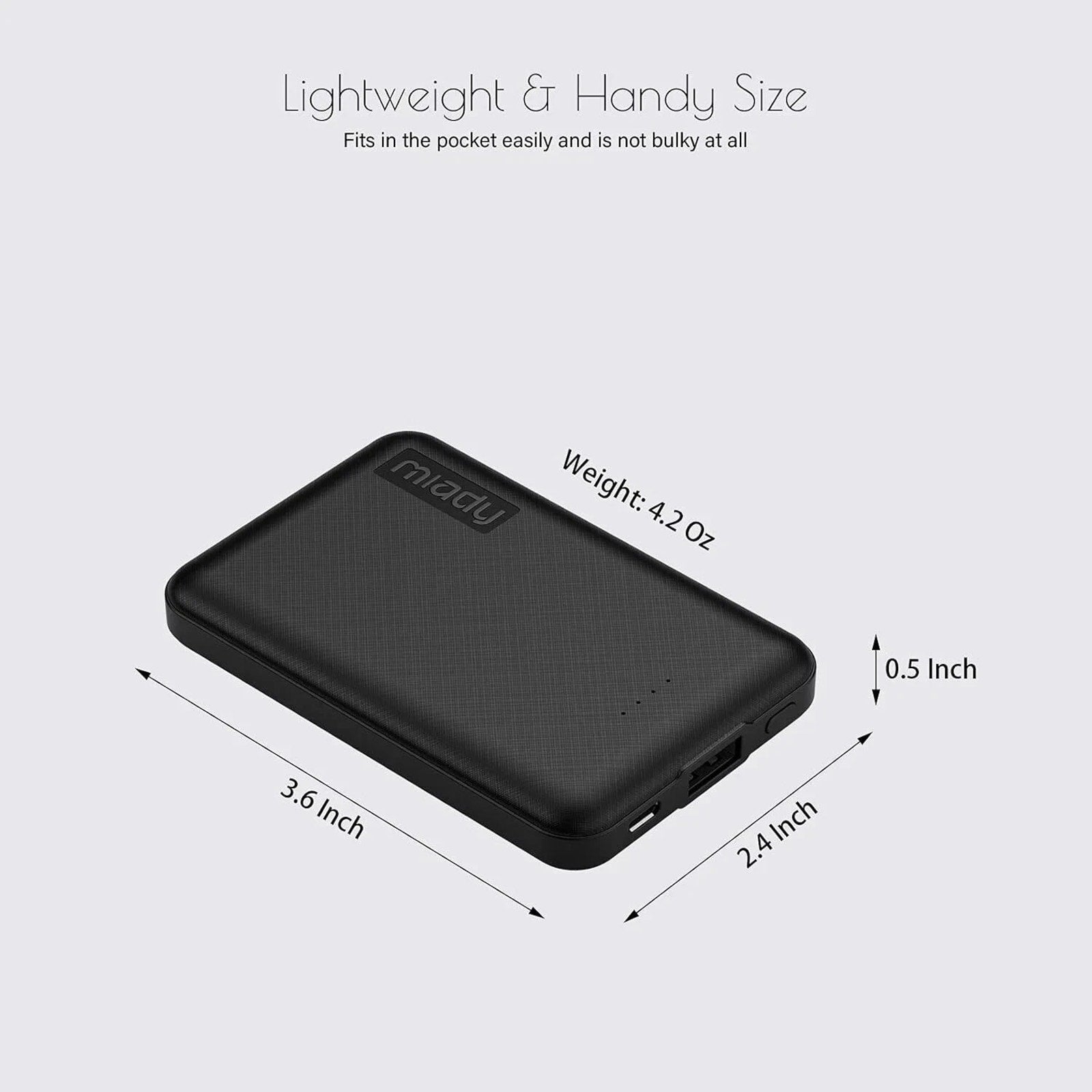 Miady 2-Pack 5000mAh Mini Portable Charger, 5V 2.4A USB-C Output Fast Charging