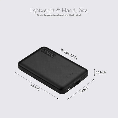 Miady 2-Pack 5000mAh Mini Portable Charger, 5V 2.4A USB-C Output Fast Charging