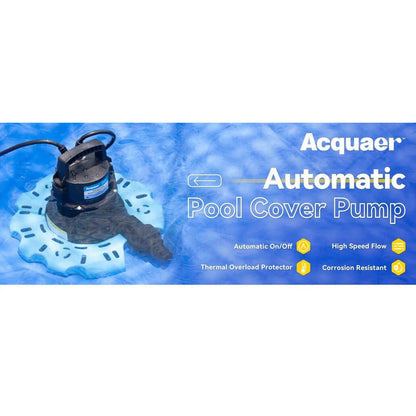 Acquaer Automatic Swimming Pool Cover Pump 1/4 HP 2250 GPH Submersible Auto On