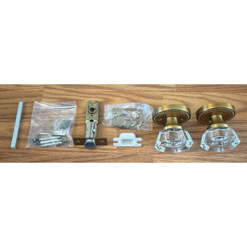 SORWDUERM Antique Brass and Crystal Door Knob Interior Privacy with Lock Button