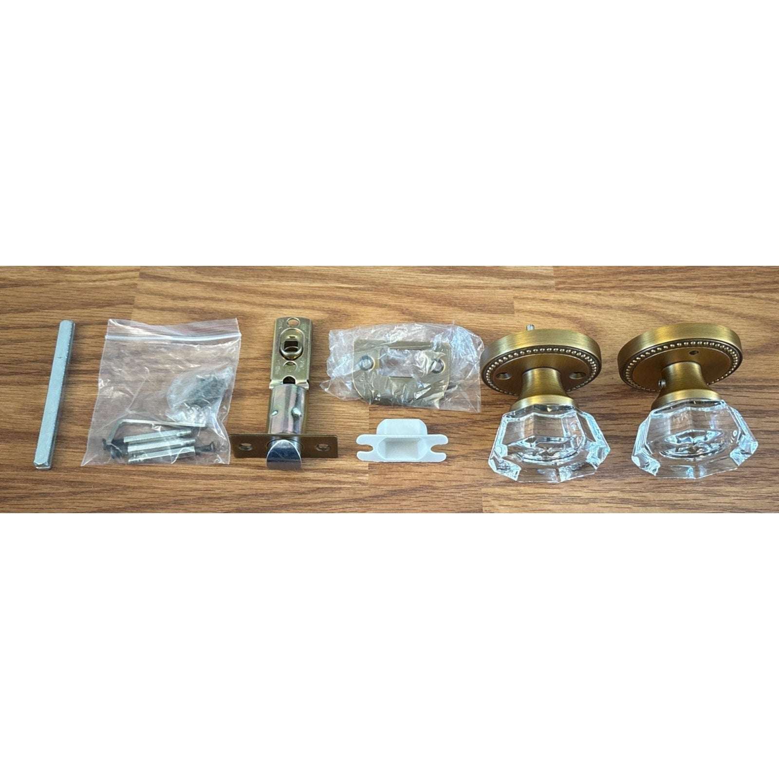 SORWDUERM Antique Brass and Crystal Door Knob Interior Privacy with Lock Button