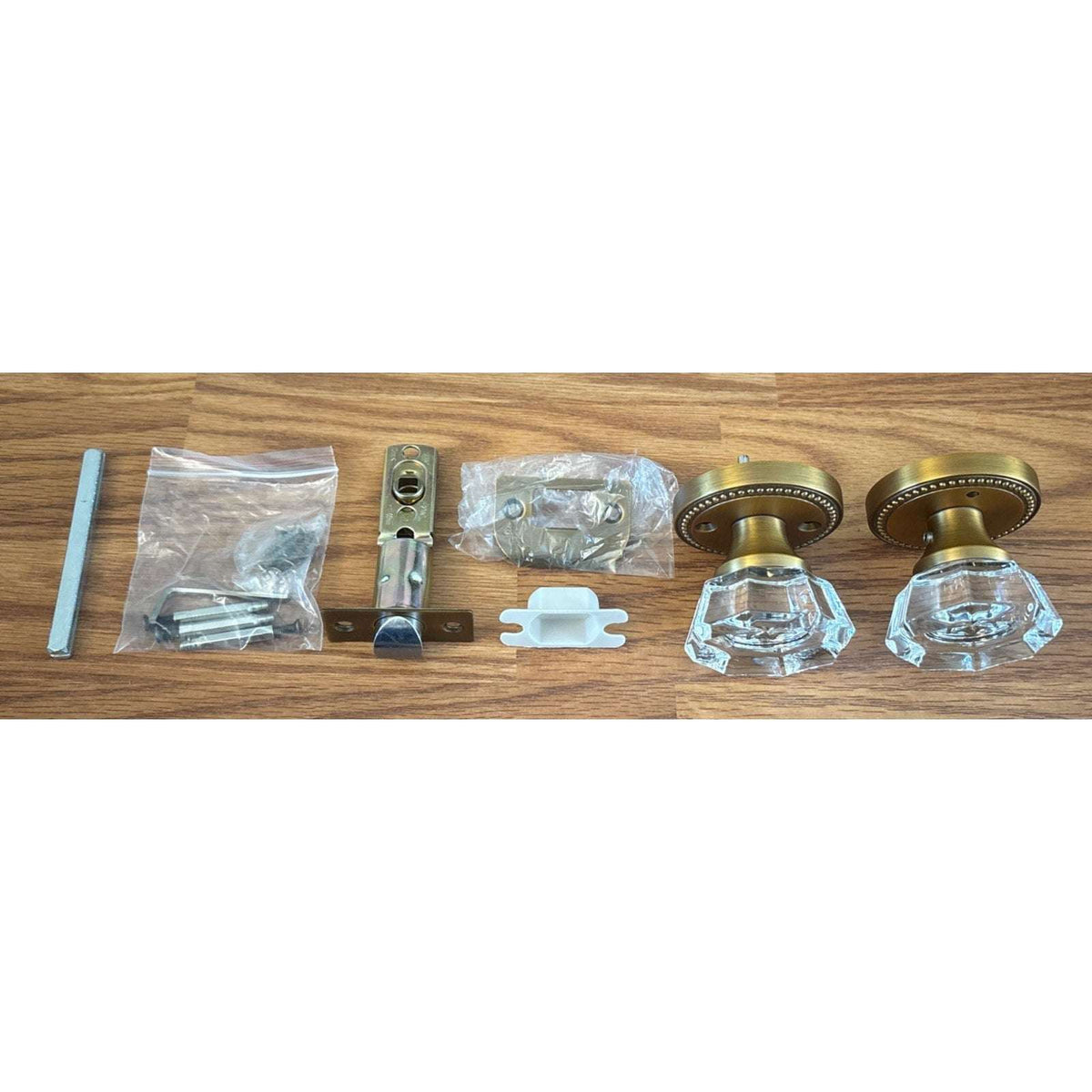 SORWDUERM Antique Brass and Crystal Door Knob Interior Privacy with Lock Button