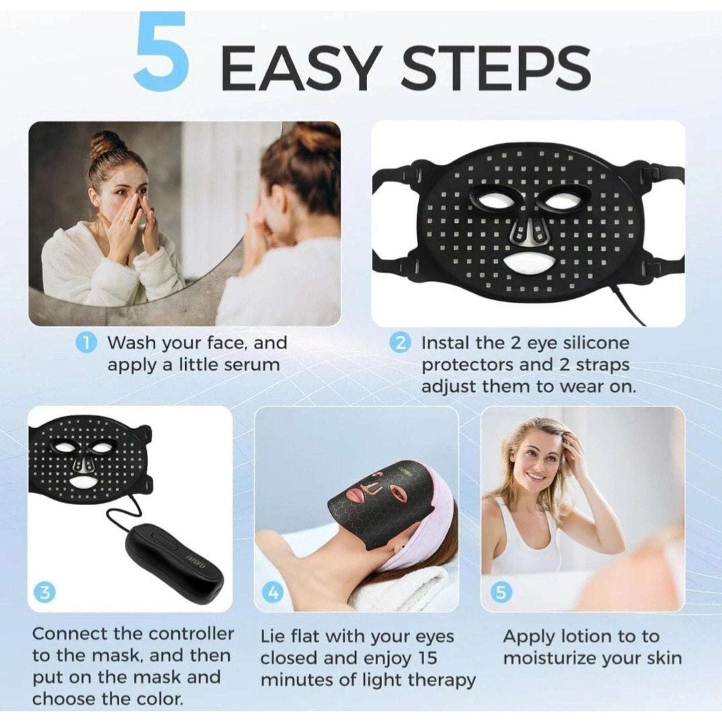 Evfofo Red LED Light Therapy Face Mask 7 Color LED Smoother & More Refined Skin