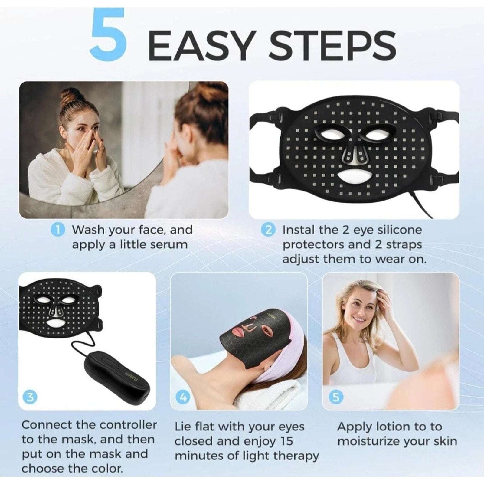Evfofo Red LED Light Therapy Face Mask 7 Color LED Smoother & More Refined Skin
