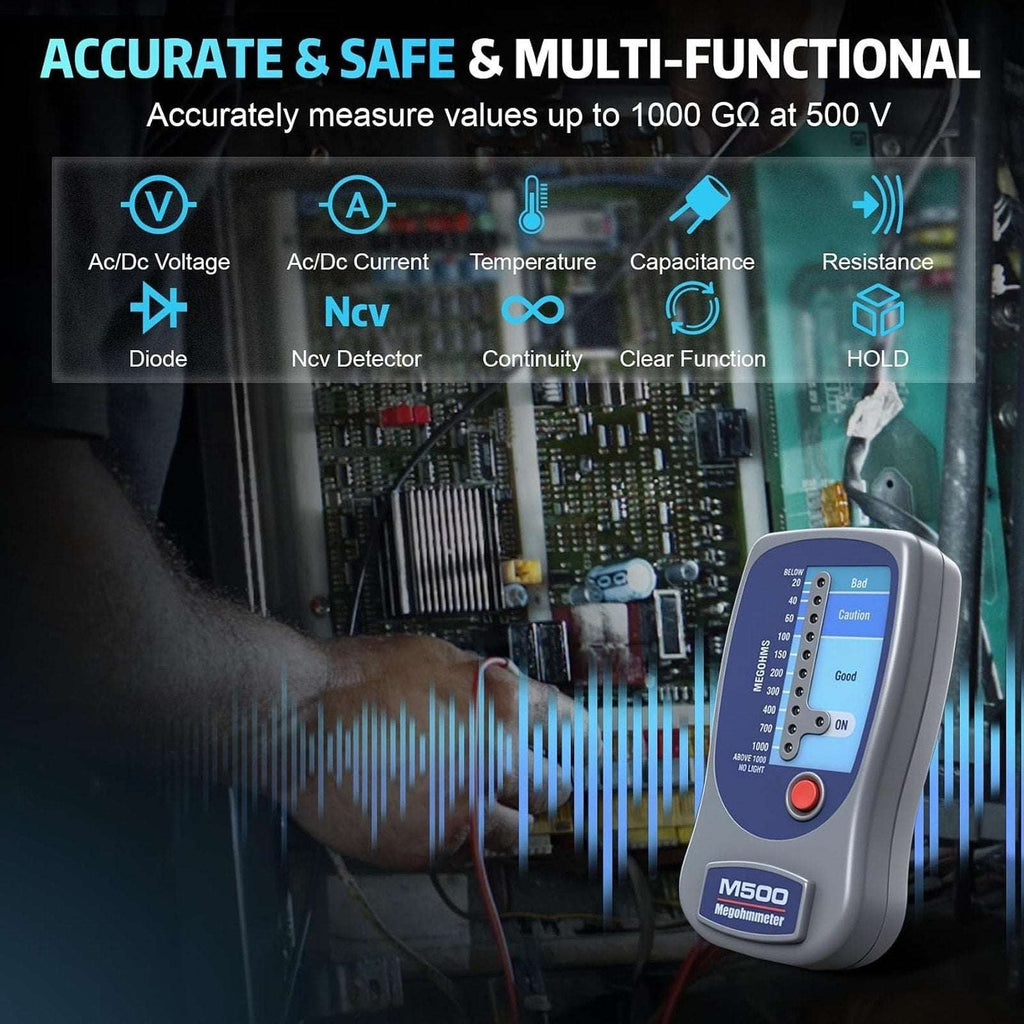 M500 Megohmmeter HVAC Insulation Resistance Testing Up to 1000 Megohms for Supco