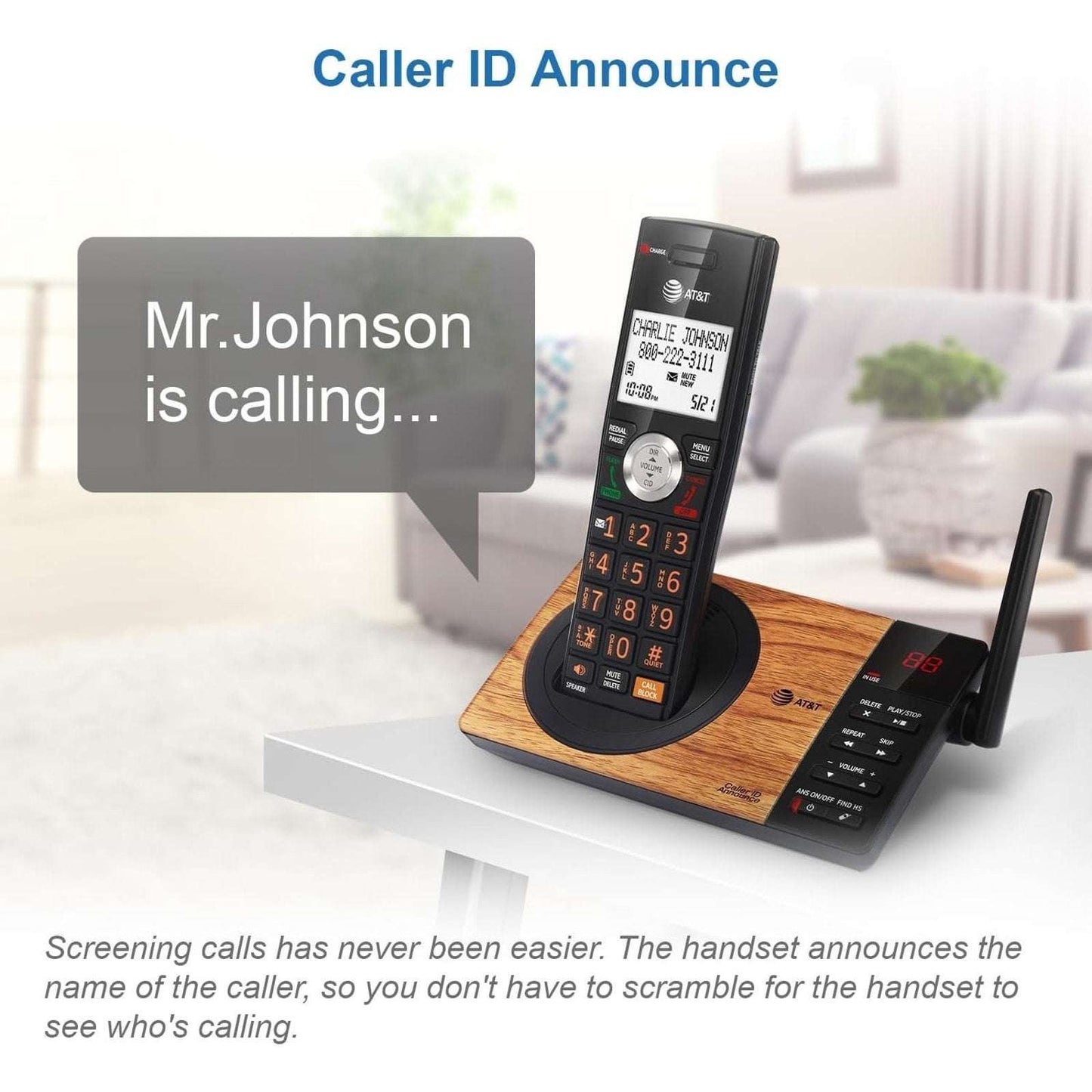 CL82167 DECT 6.0 Cordless Phone w/ Answering Machine, Call ID/Block Wood Grain