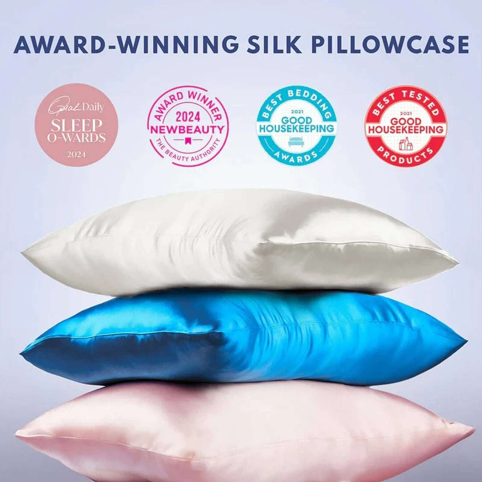 Blissy 100% Pure Mulberry Silk Pillowcase 22 Momme King Size in White - Cooling