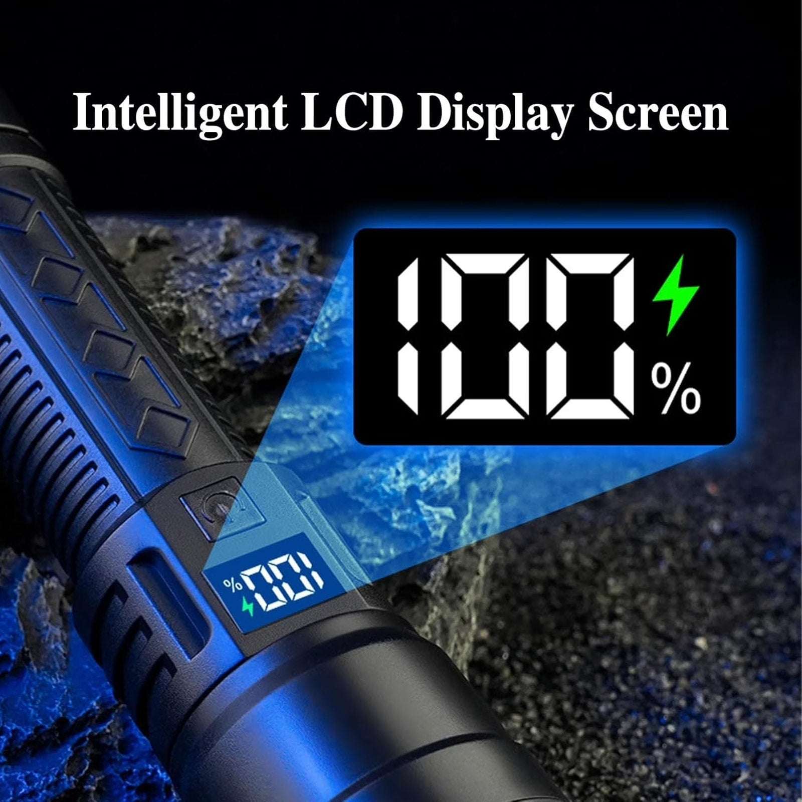 USB Rechargeable LED Tactical Flashlight Bright 2200 Lumens with Zoom, LCD Displ