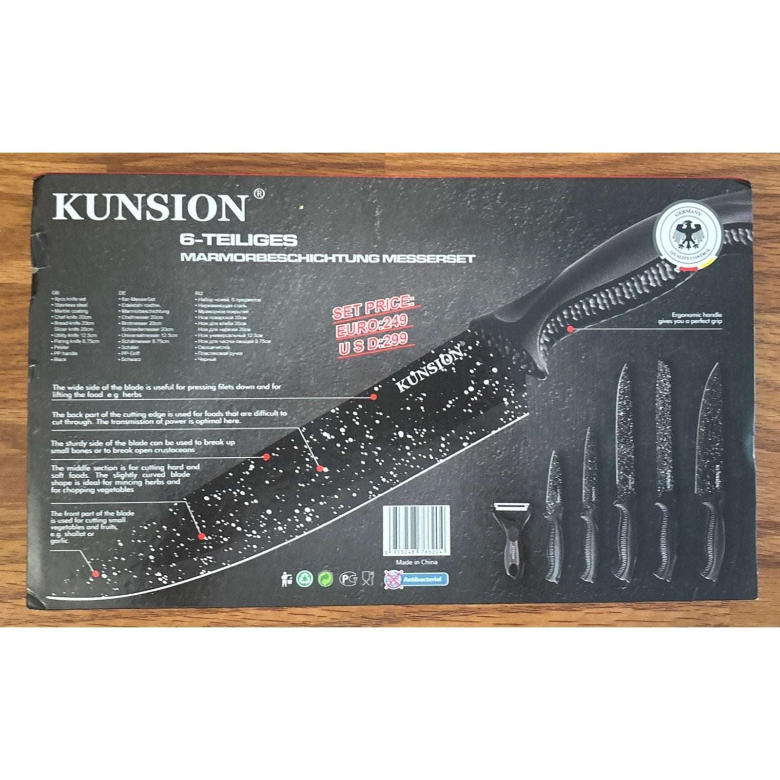 Culinary Knife Set KUNSION KS-6620 Non Stick, Anti-Slip ZEP-LINE 6 Piece Set