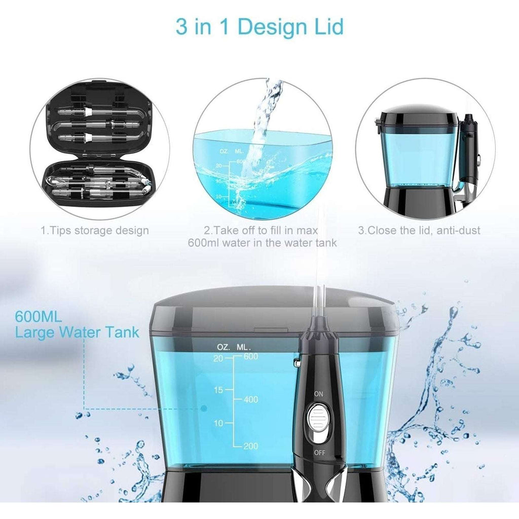 TUREWELL Water Dental Flosser for Gums Teeth Braces Cleaner Pick with 8 Jet Tips