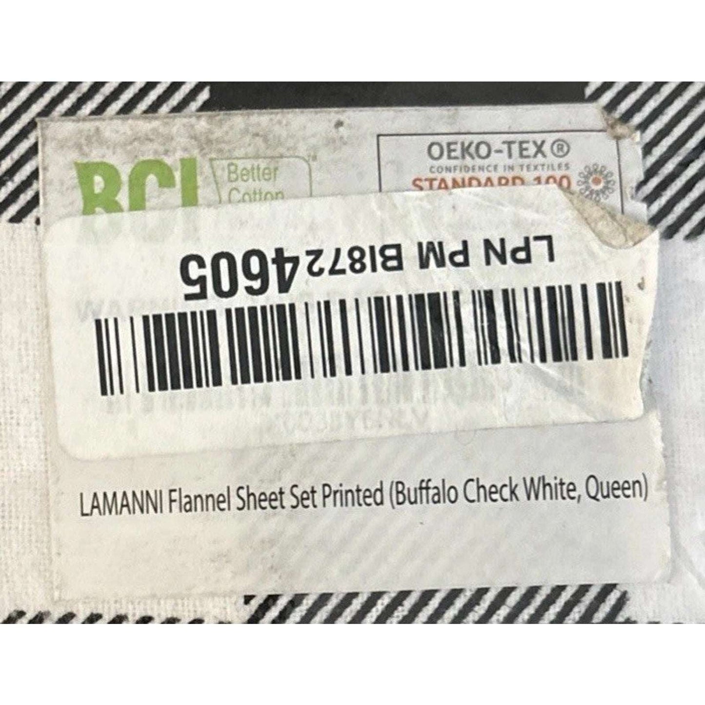 LAMANNI 100% Premium Cotton Flannel Buffalo Plaid Sheet Set - Black/White Queen