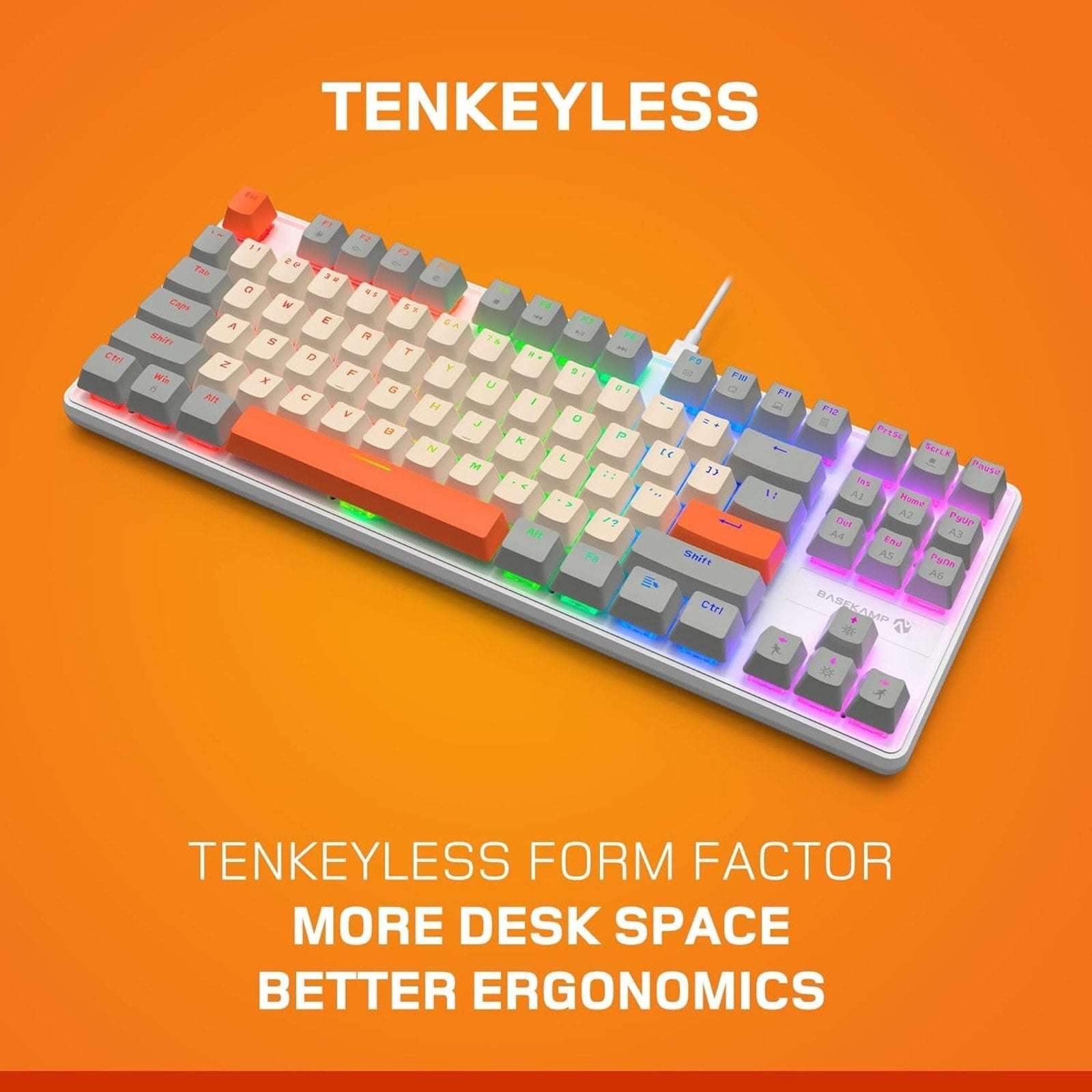 Retro EVO TKL 87 Mechanical Gaming Keyboard w Linear Switches Rainbow Lighting E