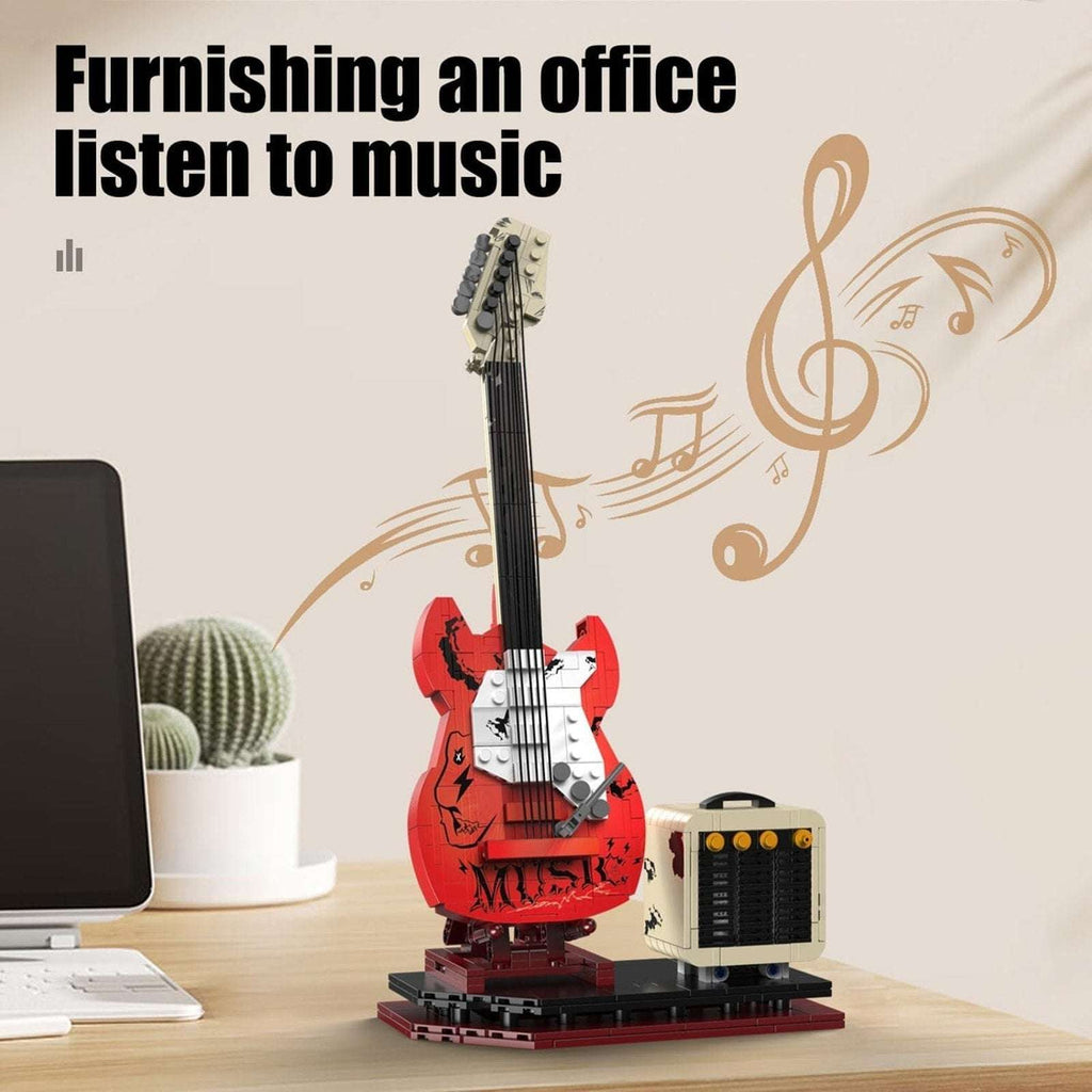 Electric Guitar Building Block Set w/ Reverb Amp Bluetooth Speaker -Music Lovers