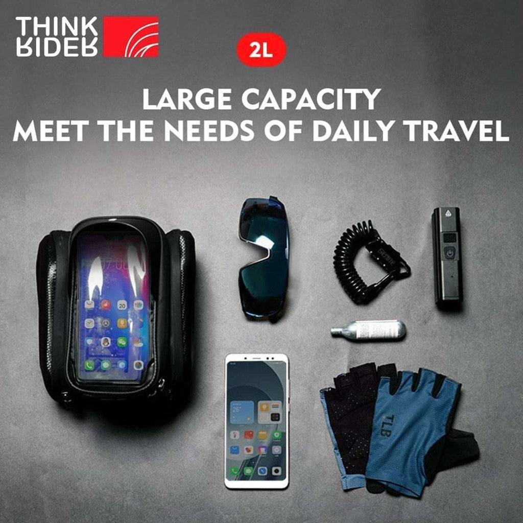 ThinkRider 3Pocket Top Tube Frame Mount Bike Bag Waterproof Cycling Phone Holder