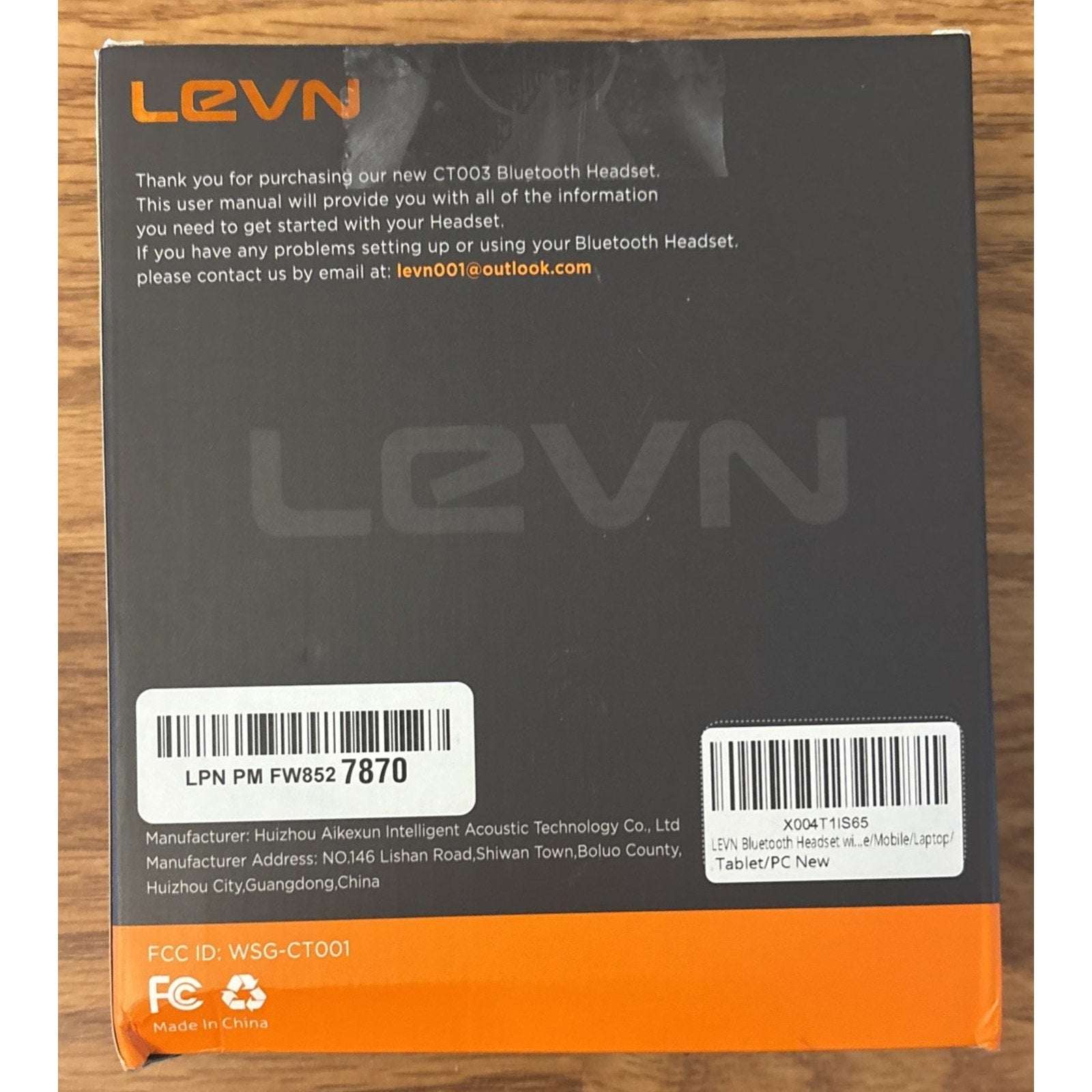 LEVN Bluetooth Headset w/ Microphone, Ai Noise Cancelling Dual Connection CT003