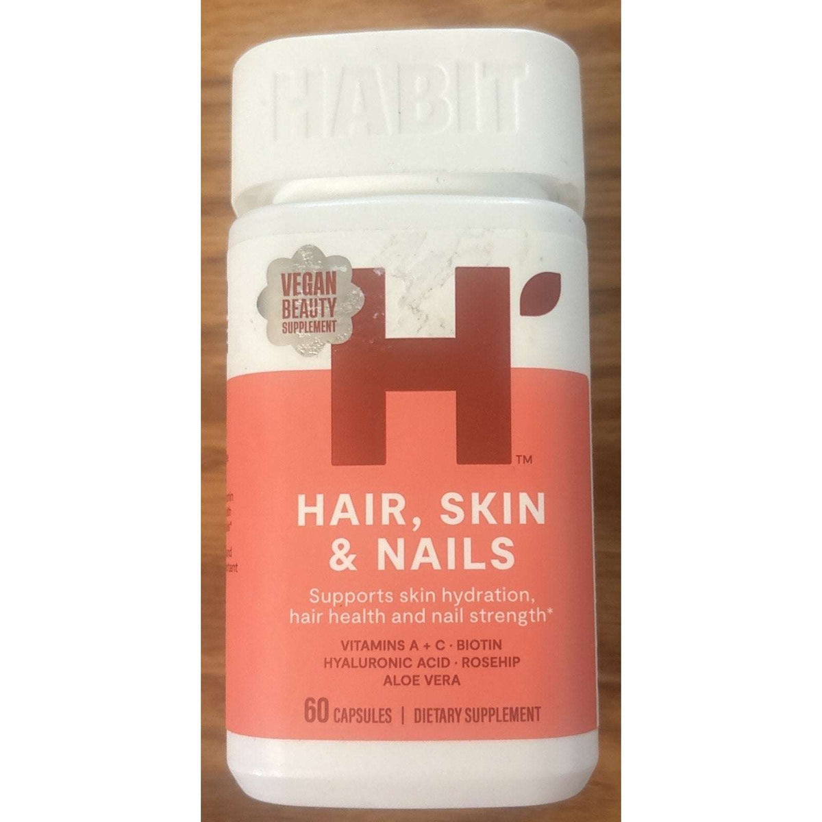 Habit H' Hair Skin Nails Biotin Aloe Vit A + C Capsules 60ct Non-GMO Exp 02/28