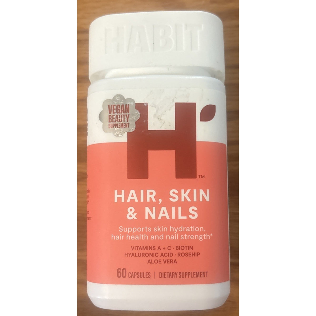 Habit H' Hair Skin Nails Biotin Aloe Vit A + C Capsules 60ct Non-GMO Exp 02/28