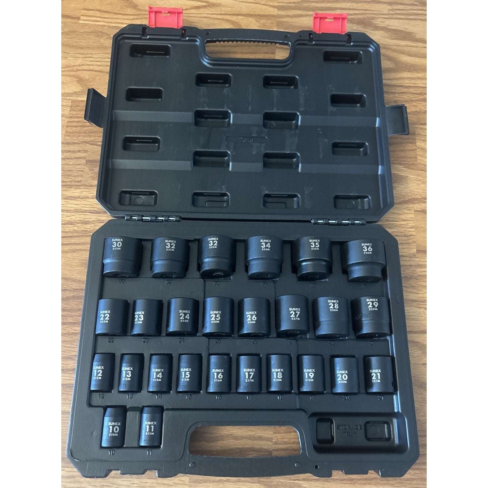 SUNEX Tools 1/2" DRIVE METRIC 6 POINT 26-PIECE IMPACT SOCKET SET NEW READ!