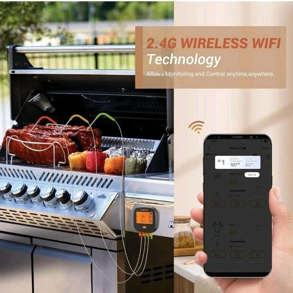 Inkbird Remote Wifi Food Thermometer IBBQ-4T BBQ Meat Cooking Kitchen Grill Tool
