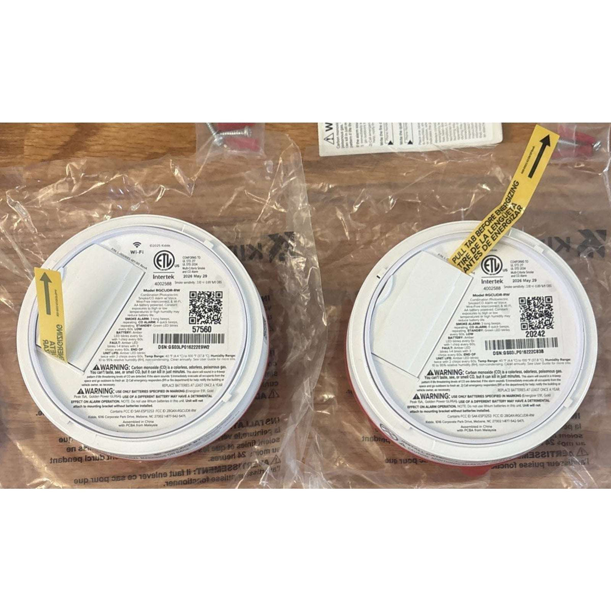 2x Kidde Smart Battery Smoke +Carbon Monoxide Detector RGCUDR-RW Voice, Ring APP