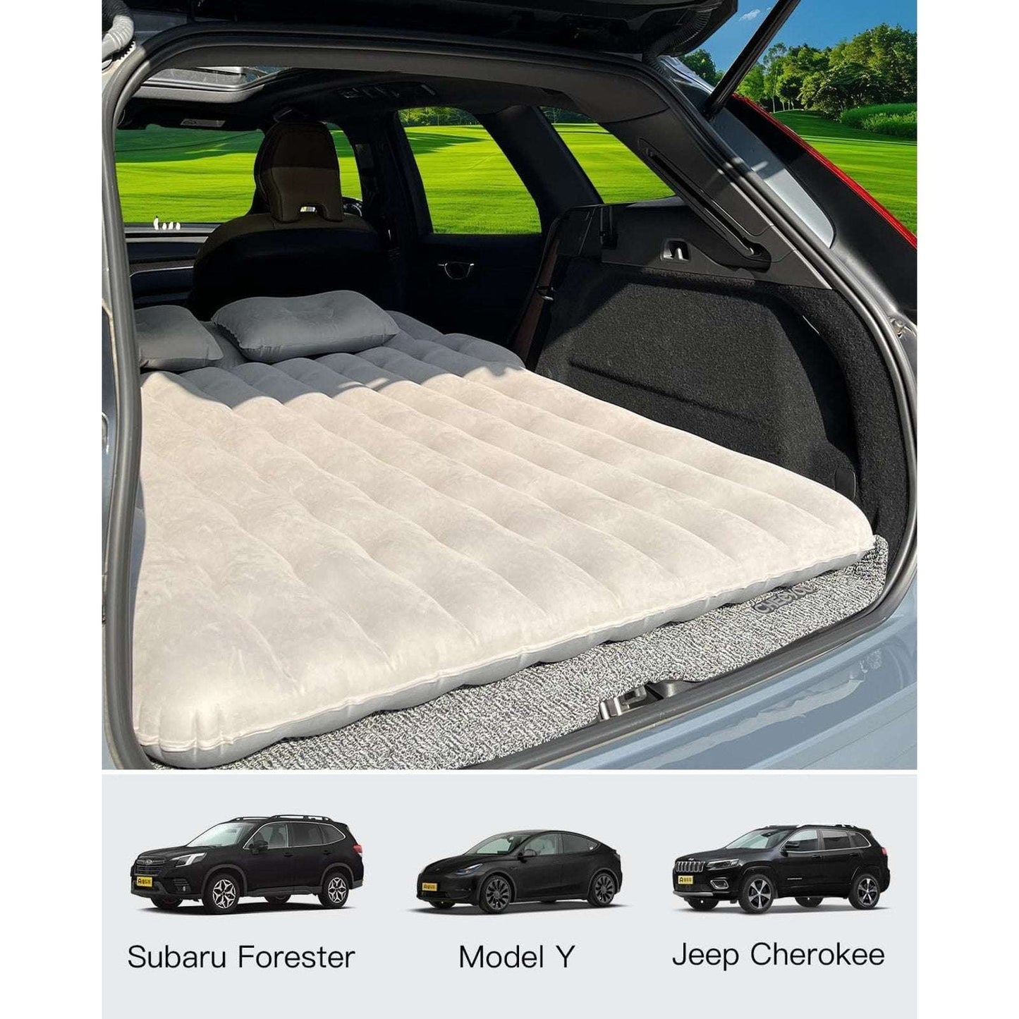 SUV Inflatable Air Mattress w Pump Drive-Ins Road Trips Camping Cup Phone Holder