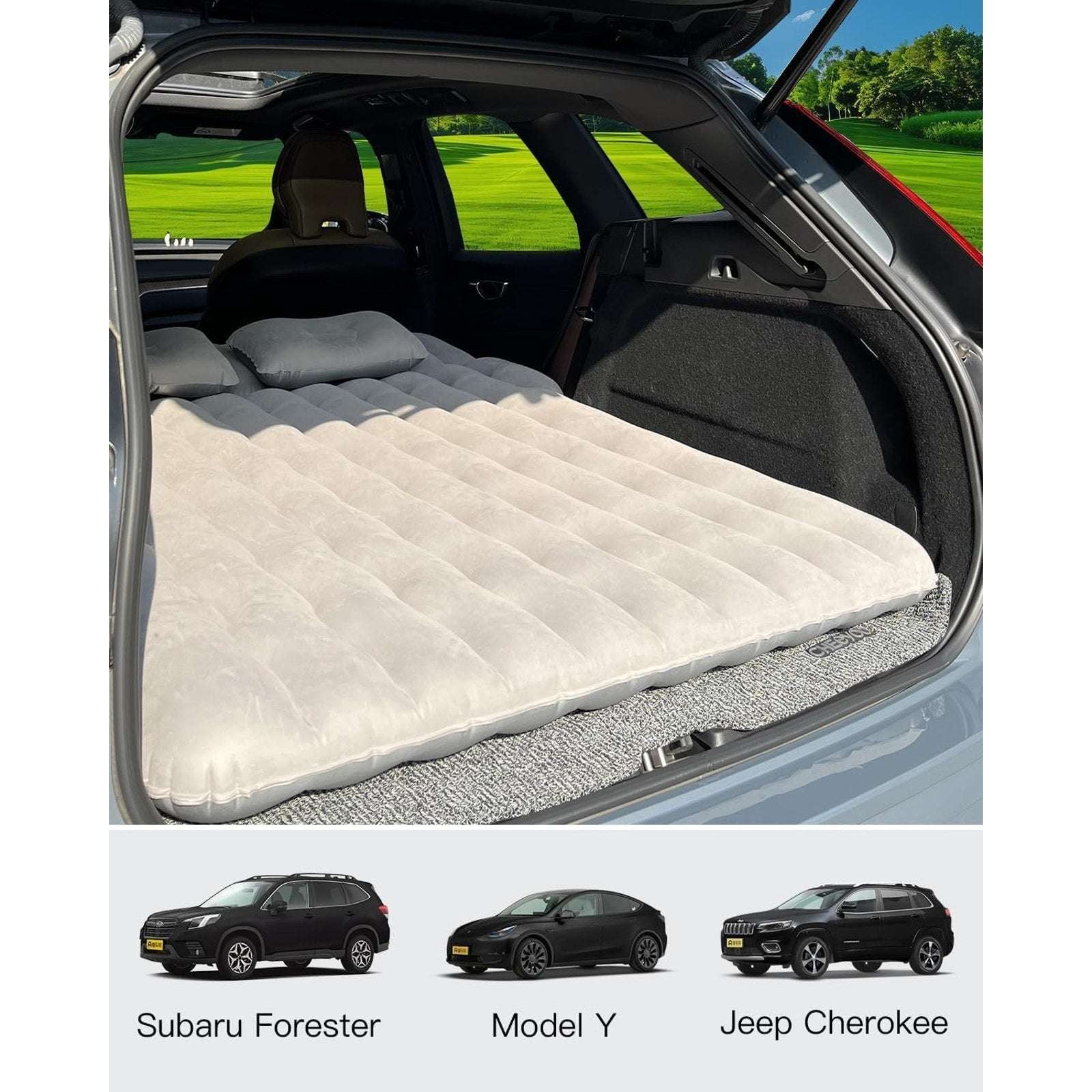 SUV Inflatable Air Mattress w Pump Drive-Ins Road Trips Camping Cup Phone Holder