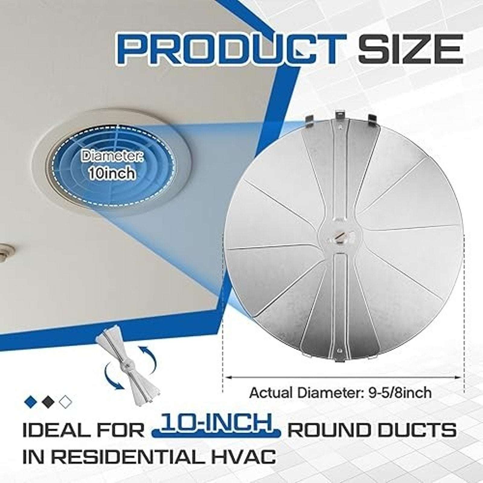Steel 10" Round Radial Ceiling Air Supply Diffuser AC HVAC Vent Deflectors 10PCS