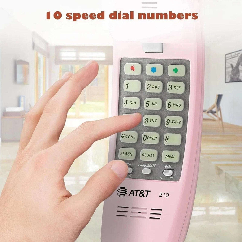 AT&T TRIMLINE 210 Retro Corded Home Phone, No AC Power Required, Pink