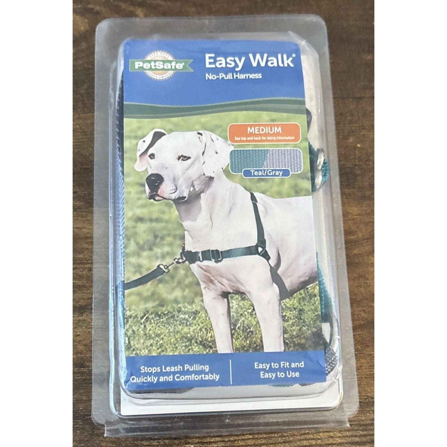 NEW PetSafe Easy Walk No Pull Adjustable Dog Harness Size Medium in Teal/Gray