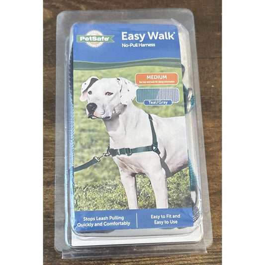 NEW PetSafe Easy Walk No Pull Adjustable Dog Harness Size Medium in Teal/Gray