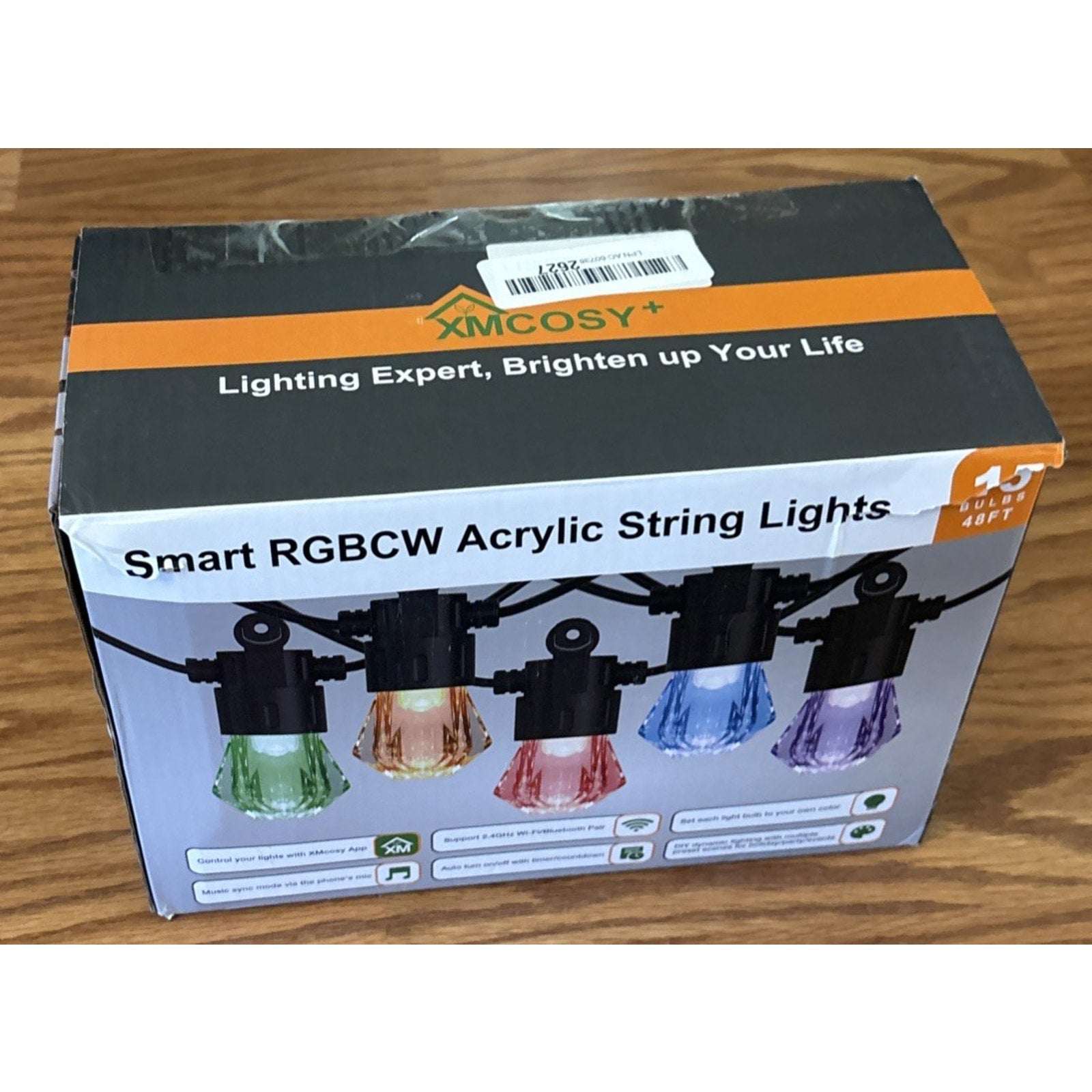 XMCOSY+ 48ft RGBCW Smart Outdoor String Lights, App Control, Alexa, Waterproof