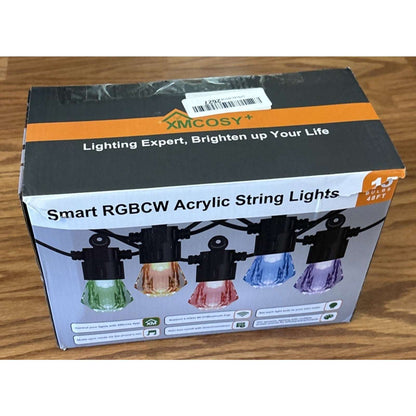 XMCOSY+ 48ft RGBCW Smart Outdoor String Lights, App Control, Alexa, Waterproof