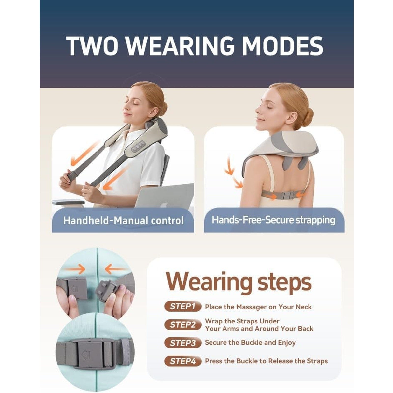 OSMING 6D Shiatsu Neck Massager w/ Heat Cordless Deep Tissue Back & Shoulder