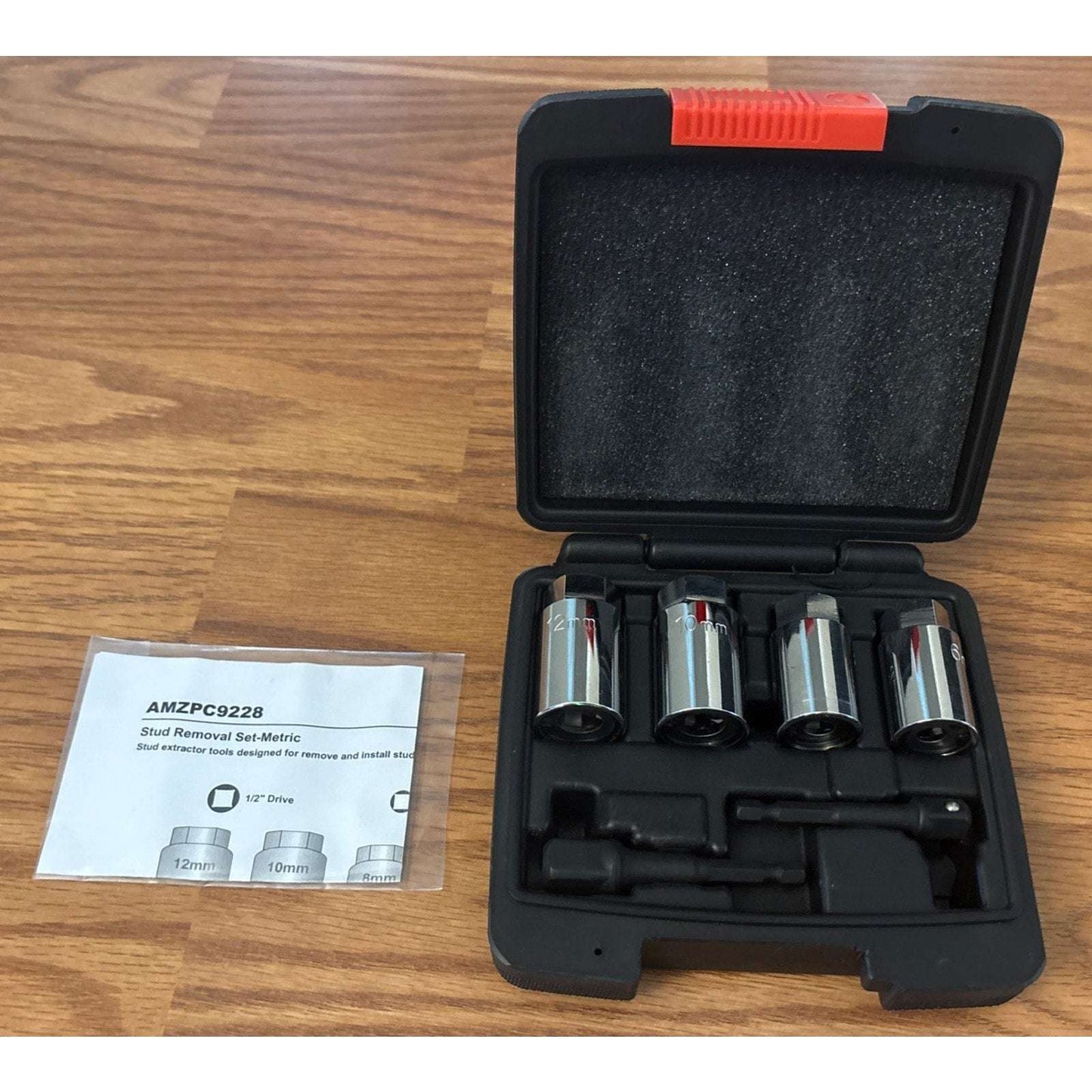 6PC METRIC Stud Remover Set 6mm 8mm 10mm 12mm w/ Impact Socket Adapter & Case