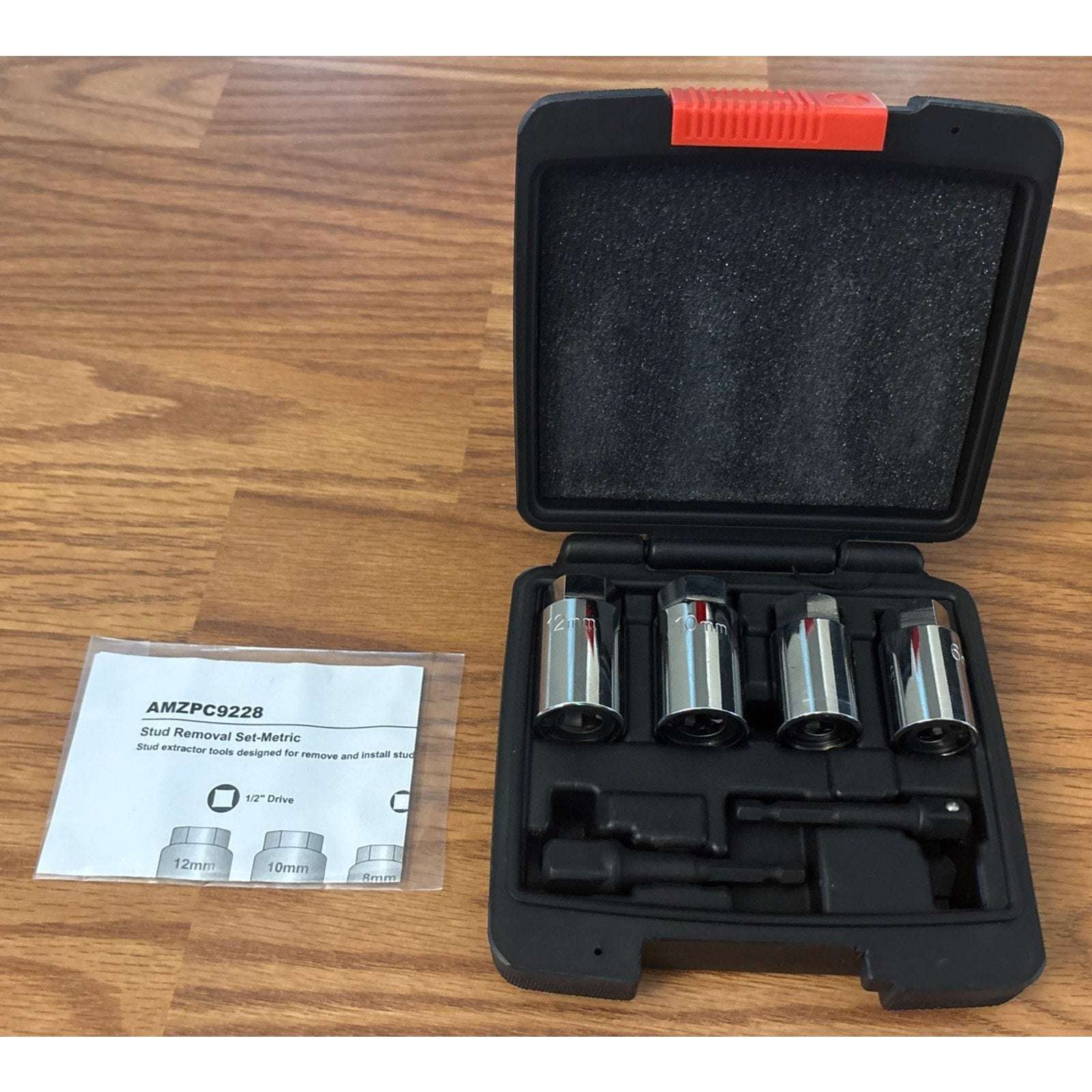 6PC METRIC Stud Remover Set 6mm 8mm 10mm 12mm w/ Impact Socket Adapter & Case