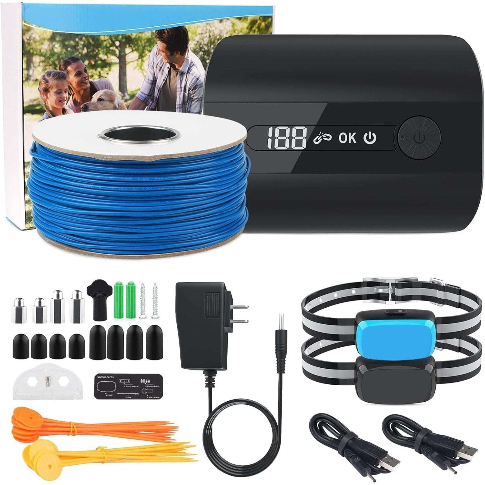 2 Dog Electric Fence InGround Pet Containment System Waterproof Training Collars