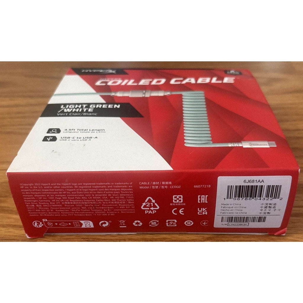 HyperX Coiled USB-C to USB-A Mechanical Keyboard Cable w/ Aviator - Light Green