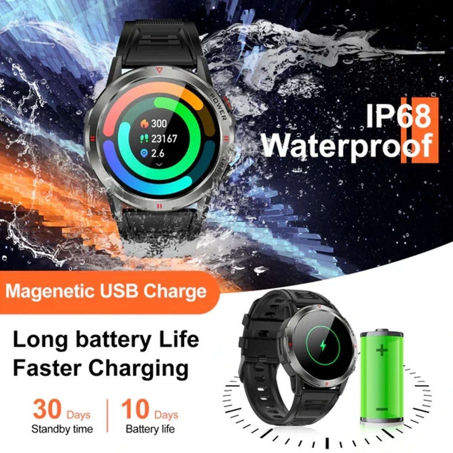 Weofly Explorer Navy 1.43" AMOLED Display Bluetooth Call Waterproof Sport Watch