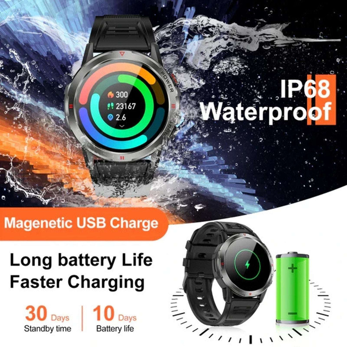 Weofly Explorer Navy 1.43" AMOLED Display Bluetooth Call Waterproof Sport Watch