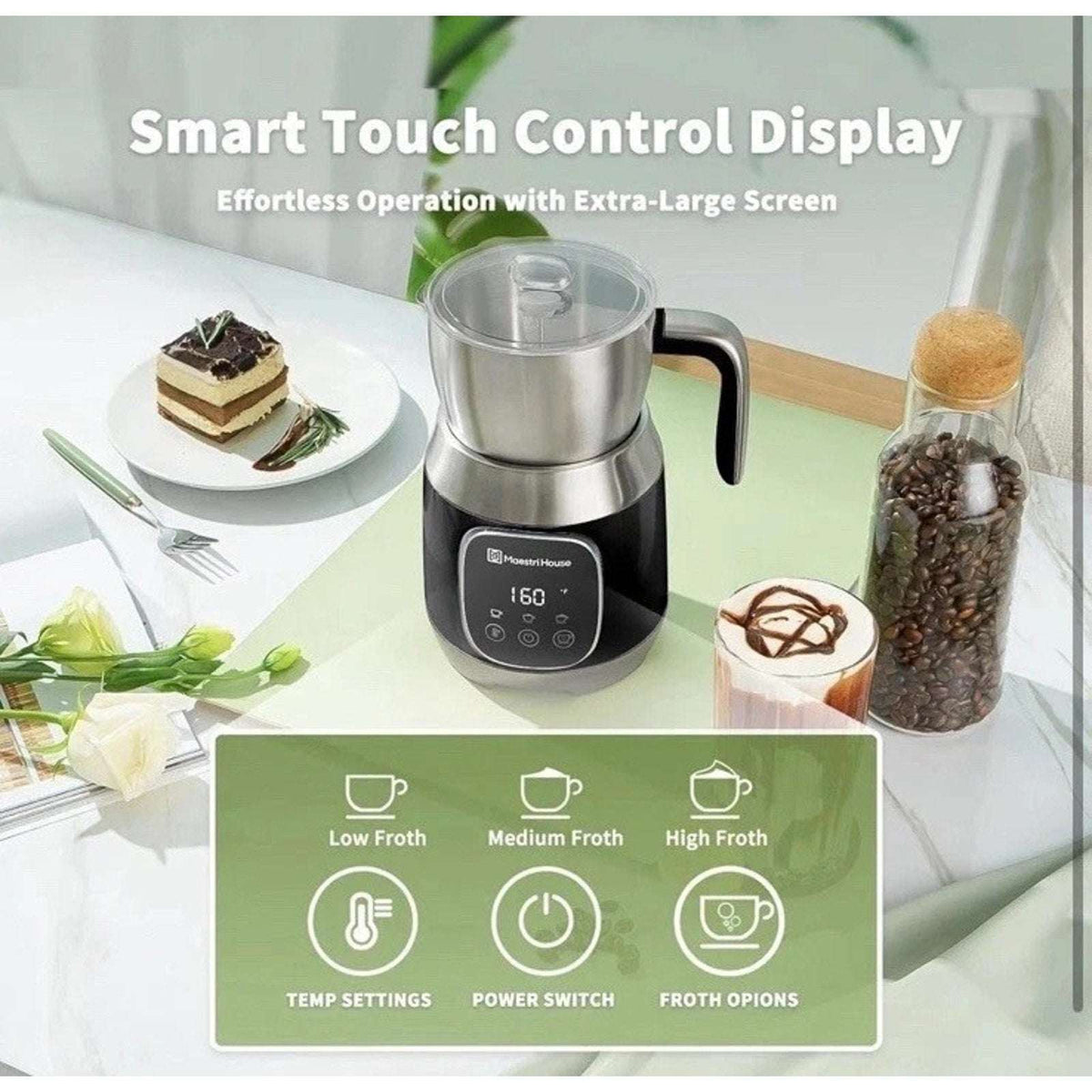 Maestri House DualFro 600 Milk Steamer Frother w Variable Temp & Froth Thickness