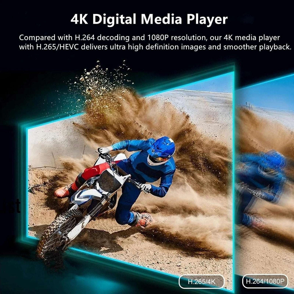 4K HD Digital Media Player TV MP4 Video Player USB Drive/Micro SD Card w/ Remote