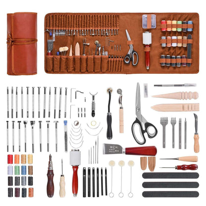 VEVOR Leather Working Tools Kit 92PC Engraving Punching Stamping Sewing w/ Case
