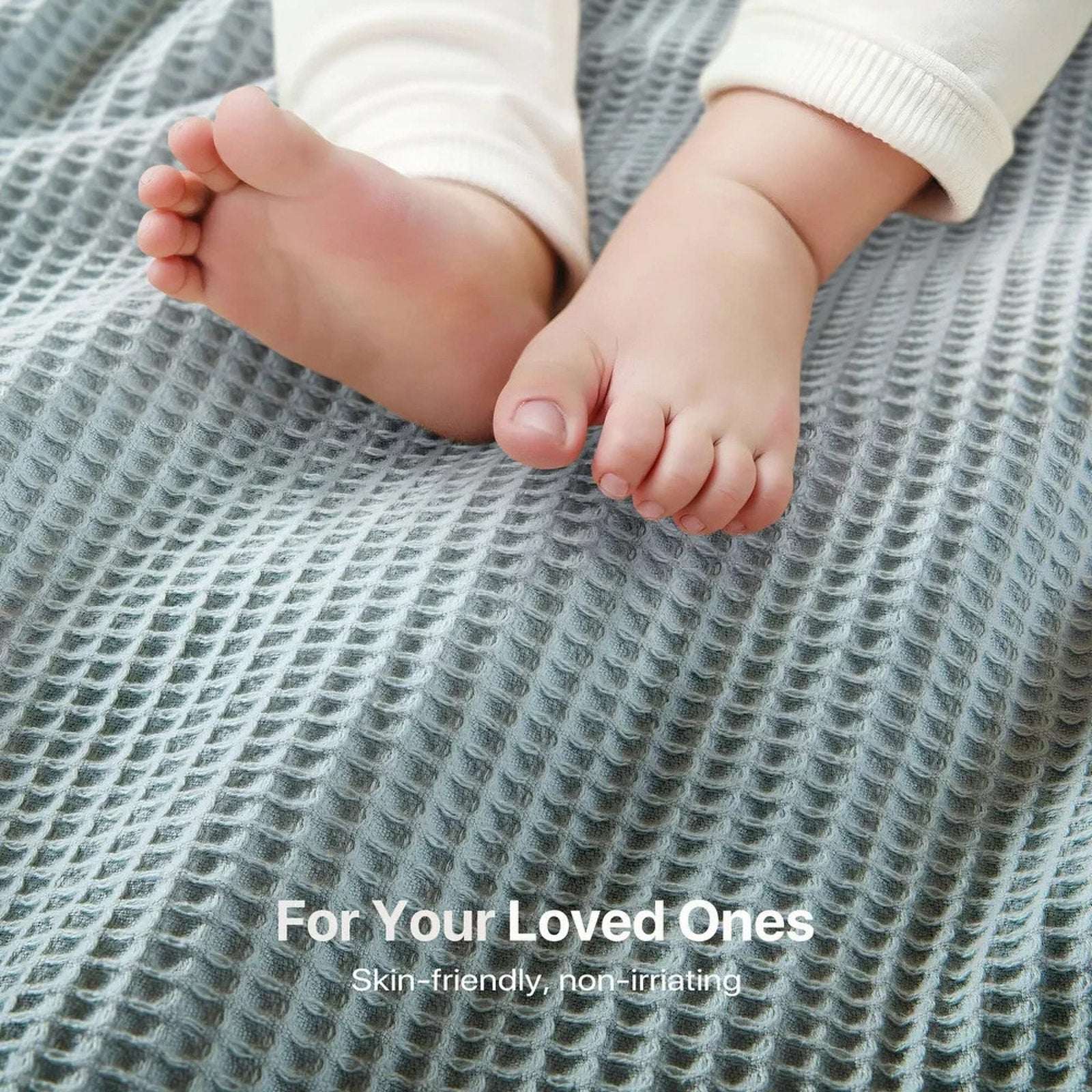 Madison Park 100% Cotton Ultra Soft Breathable Waffle Blanket Full/Queen - Aqua