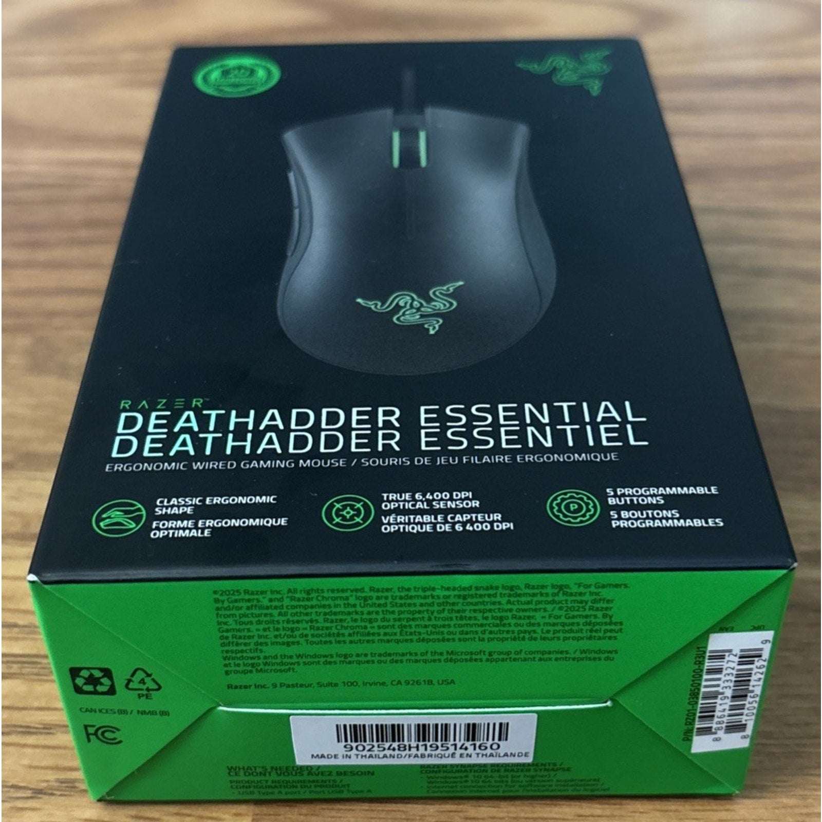 Razer DeathAdder Essential Wired Gaming Mouse Optical Sensor 6400 DPI NEW/Sealed