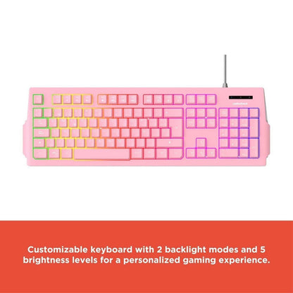 RadioShack Mistic Pink RGB Backlit Gaming Keyboard, Mouse & Pad, Headset Combo