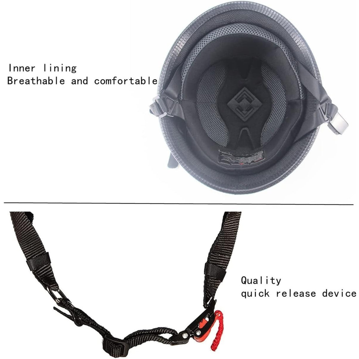 German Style Motorcycle Half Helmet Open Face Retro XL Matte Black DOT Approved