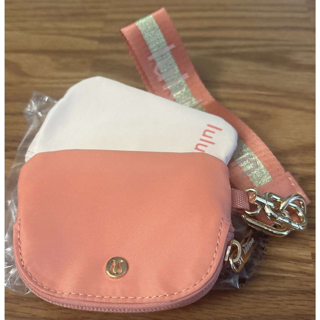 Lululemon Dual Pouch Wristlet Wordmark Melon/Peach, Light Pink with Gold