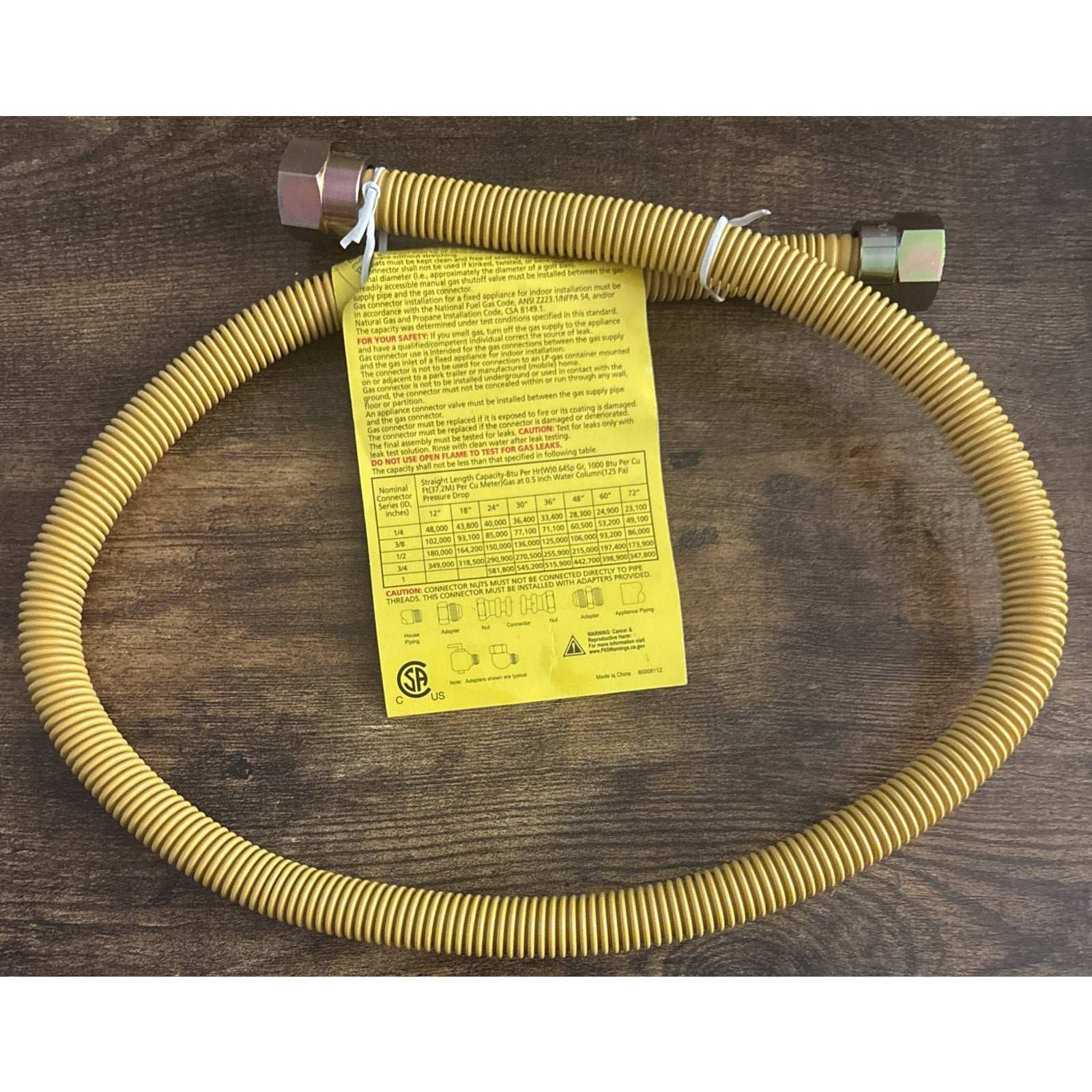 PROCURU 1/2'' OD x 24'' EZ-FUID Gas Connector w/ 1/2'' MIP x 3/4'' MIP Adapters