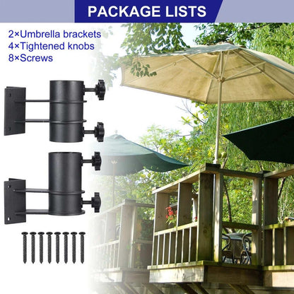 2Pc Steel Patio Umbrella Holder Corner Deck Mount Outdoor Umbrella Clamp Bracket